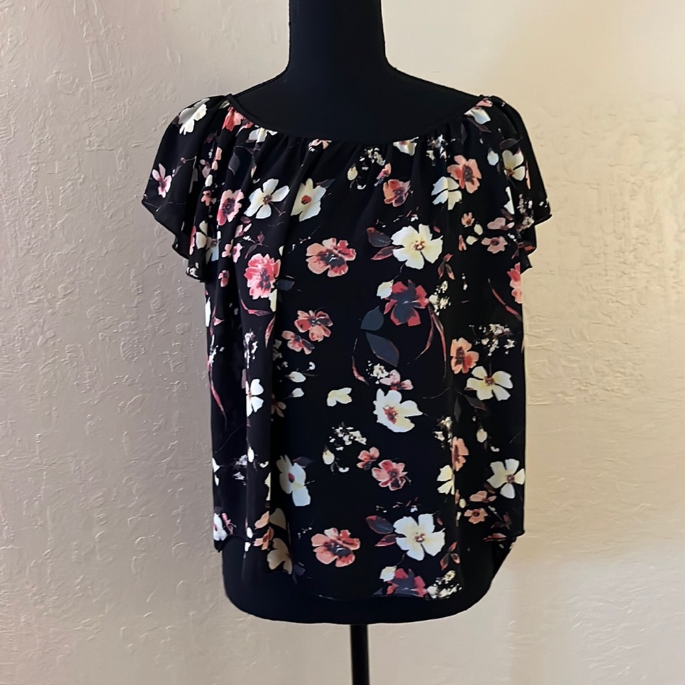 Philosophy Black Floral Off-Shoulder Blouse